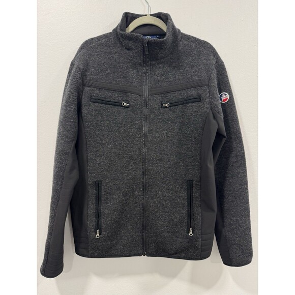 Fusalp Fleece Insulated Stripe Zip-Up Jumper Men's Size Large Sweat VTG Gray - Picture 1 of 7